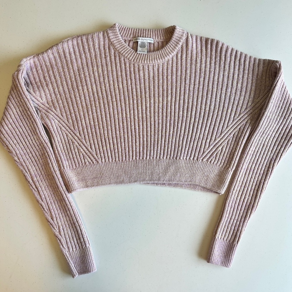 Urban Outfitters Lilac Pink Ribbed Crew Neck Crop Sweater Size S